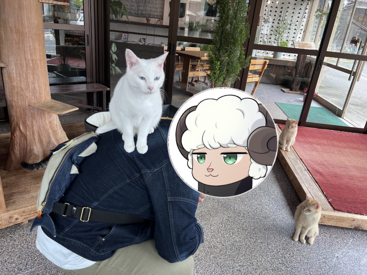 背中に猫が乗る